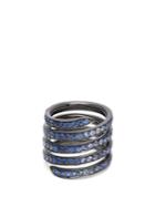 Lynn Ban Ombr Sapphire & Rhodium Silver Coil Ring