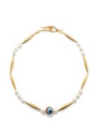 Tohum - Evil Eye Glass, Pearl & 24kt Gold-plated Necklace - Womens - Orange