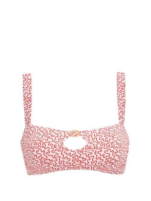 Matchesfashion.com Fisch - Carambole Cutout Abstract-print Bikini Top - Womens - Red Print