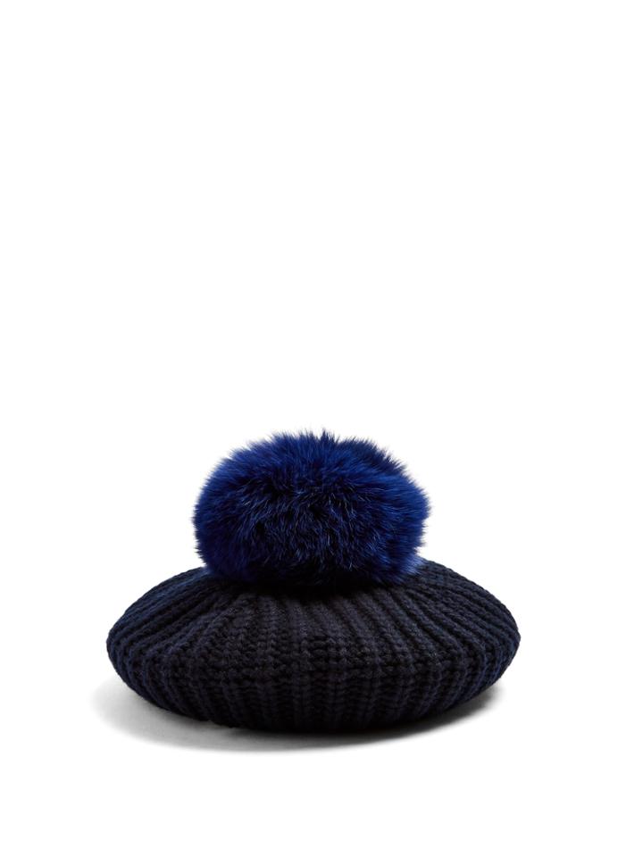 Moncler Fur-pompom Wool And Cashmere-blend Beret