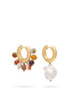 Matchesfashion.com Timeless Pearly - Mismatched Bead & Pearl Hoop Earrings - Womens - Multi