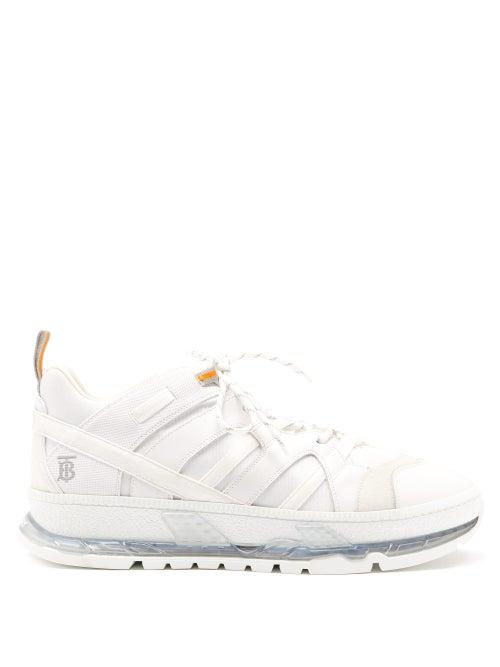 Matchesfashion.com Burberry - Union Mesh And Leather Trainers - Mens - White