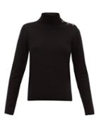 Matchesfashion.com Nili Lotan - Leonard Buttoned Roll-neck Wool-blend Sweater - Womens - Black