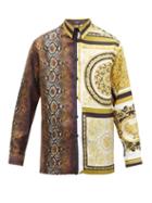 Matchesfashion.com Versace - Snake & Baroque-print Silk-faille Shirt - Mens - Brown