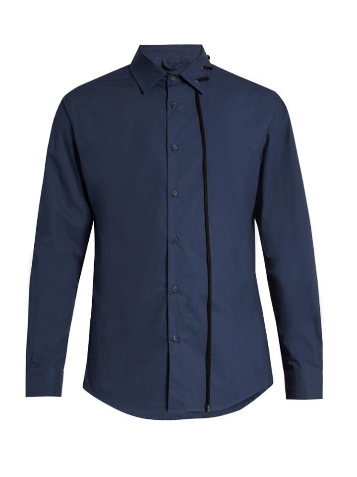 Craig Green Laced-collar Long-sleeved Cotton Shirt
