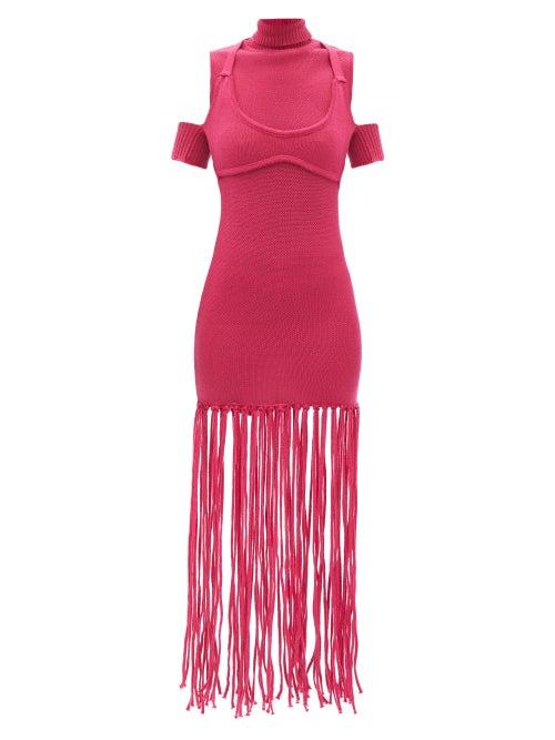 Thebe Magugu - Fringed-hem Wool Dress - Womens - Pink