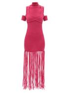 Thebe Magugu - Fringed-hem Wool Dress - Womens - Pink