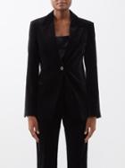 Frame - Single-breasted Velvet Suit Jacket - Womens - Black