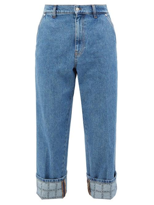 Jw Anderson - Logo-print Turn-up Cuff Jeans - Mens - Blue