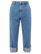 Jw Anderson - Logo-print Turn-up Cuff Jeans - Mens - Blue