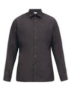 Matchesfashion.com Dunhill - Logo-button Side-slit Cotton-poplin Shirt - Mens - Black