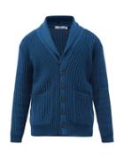 Inis Mein - Beach Shawl-neck Cotton Cardigan - Mens - Blue