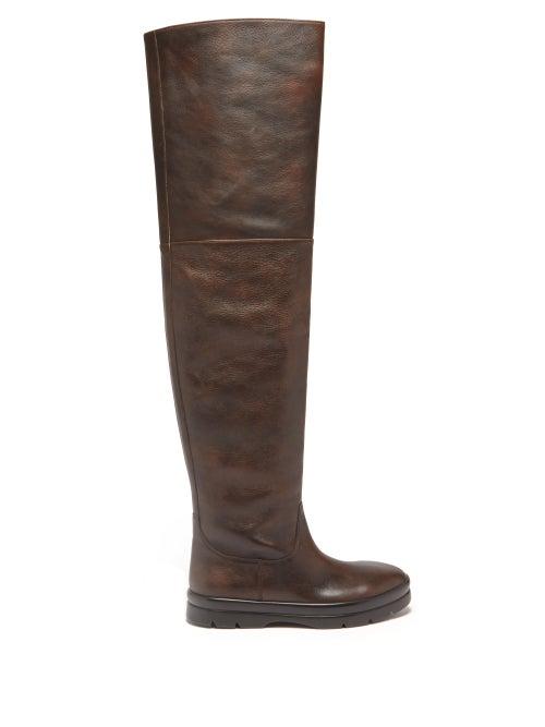 The Row - Billie Leather Over-the-knee Boots - Womens - Brown