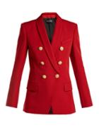 Matchesfashion.com Balmain - Double Breasted Wool Blazer - Womens - Red