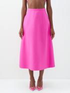 Valentino - Crepe Couture A-line Wool-blend Midi Skirt - Womens - Pink