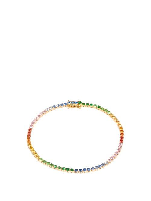 Rosa De La Cruz - Rainbow Sapphire & 18kt Gold Tennis Bracelet - Womens - Yellow Gold
