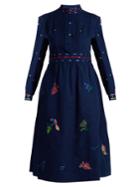 Thierry Colson Rebecca Floral-embroidered Cotton Dress