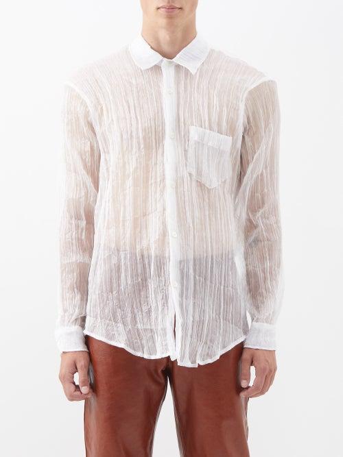 Our Legacy - Initial Crinkled Sheer-tulle Shirt - Mens - White