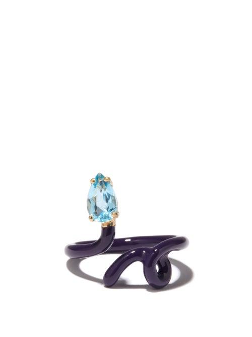 Bea Bongiasca - Baby Vine Topaz, Enamel & 9kt Gold Ring - Womens - Purple Multi