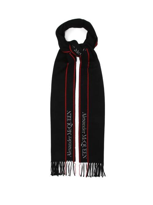 Matchesfashion.com Alexander Mcqueen - Logo-jacquard Wool-blend Scarf - Womens - Black Red