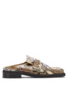 Matchesfashion.com Martine Rose - Curb-chain Square-toe Snake-effect Leather Loafers - Womens - Beige Multi