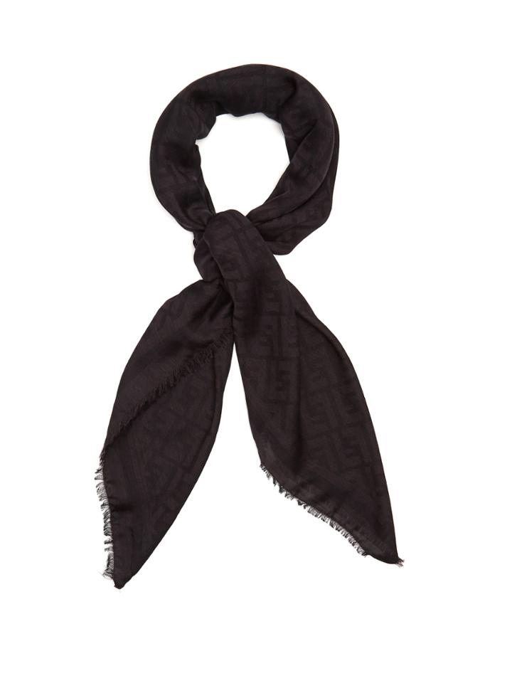 Fendi Logo-jacquard Fringed Scarf