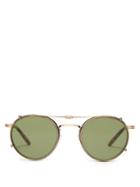 Matchesfashion.com Garrett Leight - Wilson 49 Round Frame Glasses - Mens - Gold Multi