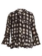 Matchesfashion.com Preen Line - Arlina Checked Woven Blouse - Womens - Black White