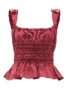 Matchesfashion.com Brock Collection - Silvia Shirred Linen Top - Womens - Red