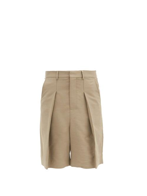 Matchesfashion.com Ami - Exaggerated-pintuck Twill Bermuda Shorts - Mens - Beige