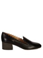 Chloé Lauren Scallop-edged Leather Loafers