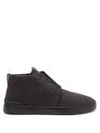 Ermenegildo Zegna - Triple Stitch Wool And Leather Trainers - Mens - Grey