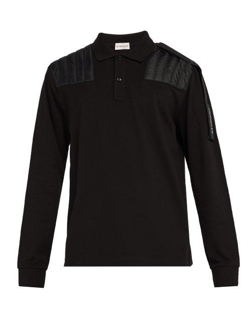 Matchesfashion.com 5 Moncler Craig Green - Long Sleeve Cotton Polo Shirt - Mens - Black