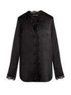 Alexander Mcqueen Lace-trim Silk-satin Blouse