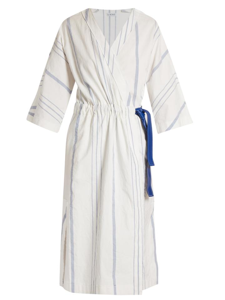 Loewe V-neck Striped Midi Dress