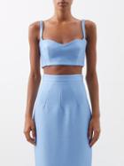 Emilia Wickstead - Carina Cloqu Cropped Top - Womens - Blue