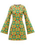 La Doublej - Spock Clover-print Twill Mini Dress - Womens - Green Multi