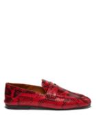 Matchesfashion.com Isabel Marant - Fezzy Snakeskin Effect Leather Penny Loafers - Womens - Red Multi