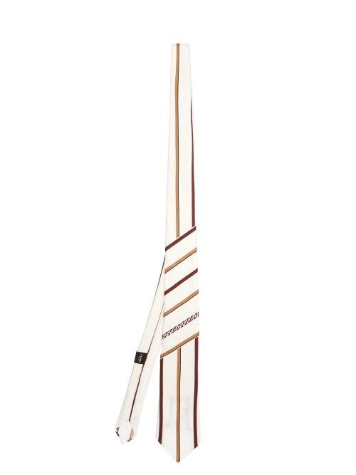 Matchesfashion.com Fendi - Striped Silk Tie - Mens - White