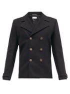 Matchesfashion.com Saint Laurent - Double-breasted Wool Pea Coat - Mens - Black