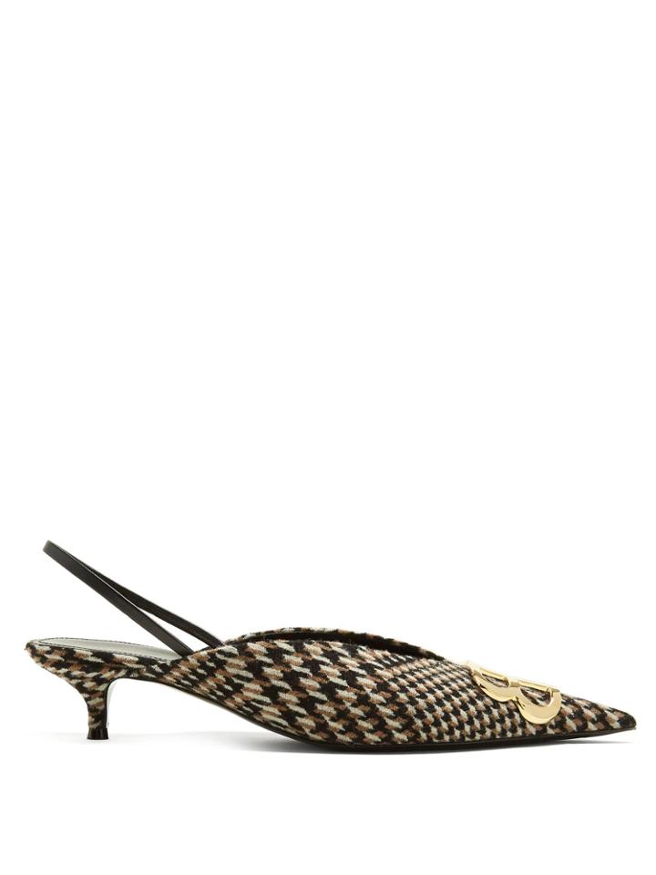 Balenciaga Houndstooth Bb Slingback Pumps