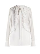 Matchesfashion.com Givenchy - Faux Pearl Embellished Ruffled Blouse - Womens - White