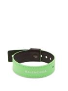 Matchesfashion.com Balenciaga - Logo Print Leather Bracelet - Mens - Green