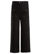 Matchesfashion.com Osman - Ciara Stud Embellished Wide Leg Jeans - Womens - Black
