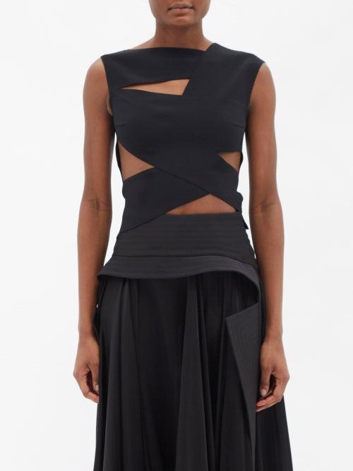 A.w.a.k.e. Mode - Criss-cross Cutout Crepe Top - Womens - Black