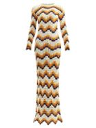Matchesfashion.com Escvdo - Abanico Hand-crochet Pima-cotton Maxi Dress - Womens - Cream Multi