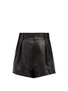 Matchesfashion.com Saint Laurent - High-rise Pleated Leather Shorts - Womens - Black