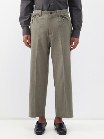 Sasquatchfabrix. - Linen-blend Herringbone Trousers - Mens - Khaki