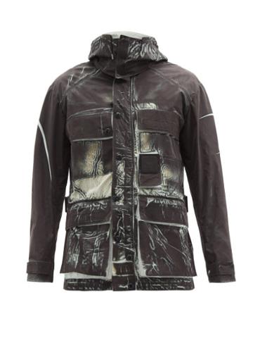 Matchesfashion.com C.p. Company - Logo-patch Hooded Abstract-print Canvas Jacket - Mens - Black