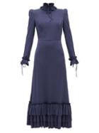 Matchesfashion.com The Vampire's Wife - The Cinderella Hammered Stretch-silk Dress - Womens - Navy
